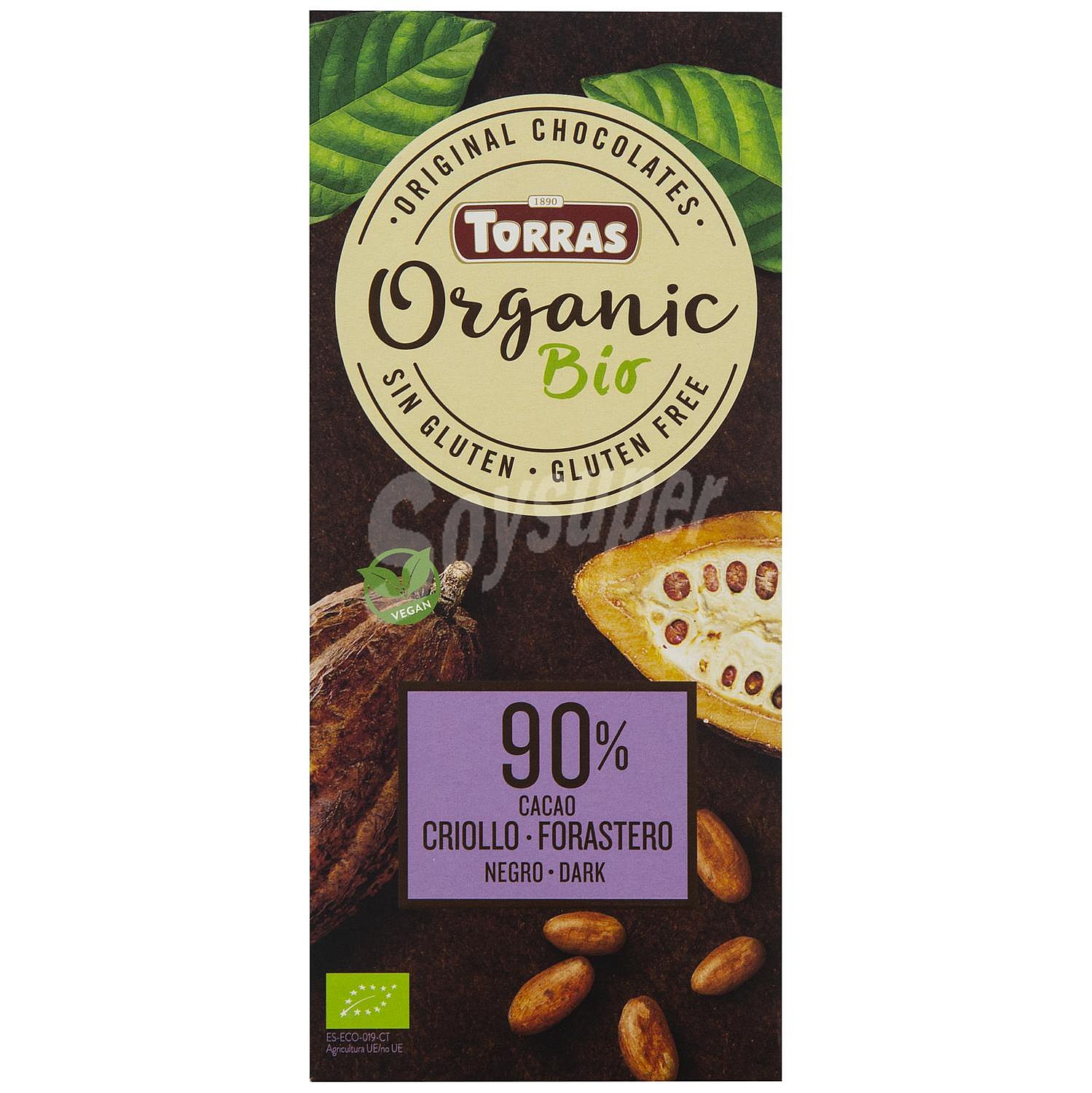 Chocolate negro Organic ( 90% cacao)