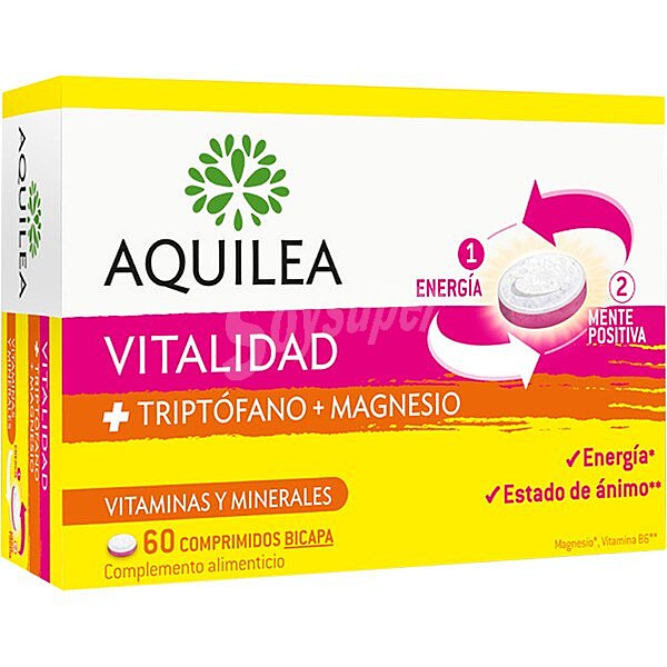 Vitalidad con Triptófano + Magnesio y Vitamina B6 caja con vitaminas y minerales