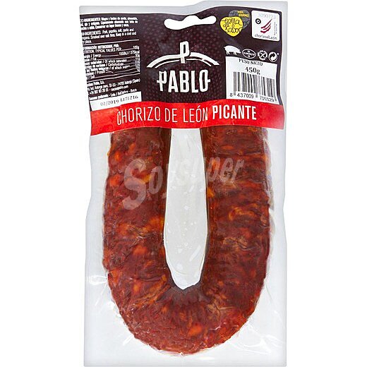 Cecinas pablo Chorizo de León picante, elaborado sin gluten cecinas pablo