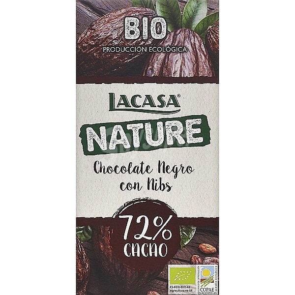 Bio Nature chocolate negro ecológico con nibs 72% cacao