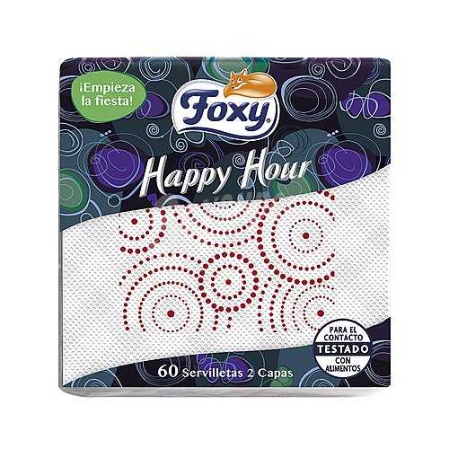 Foxy Servilletas de papel desechables estampado, foxy Happy Hour 2 capas