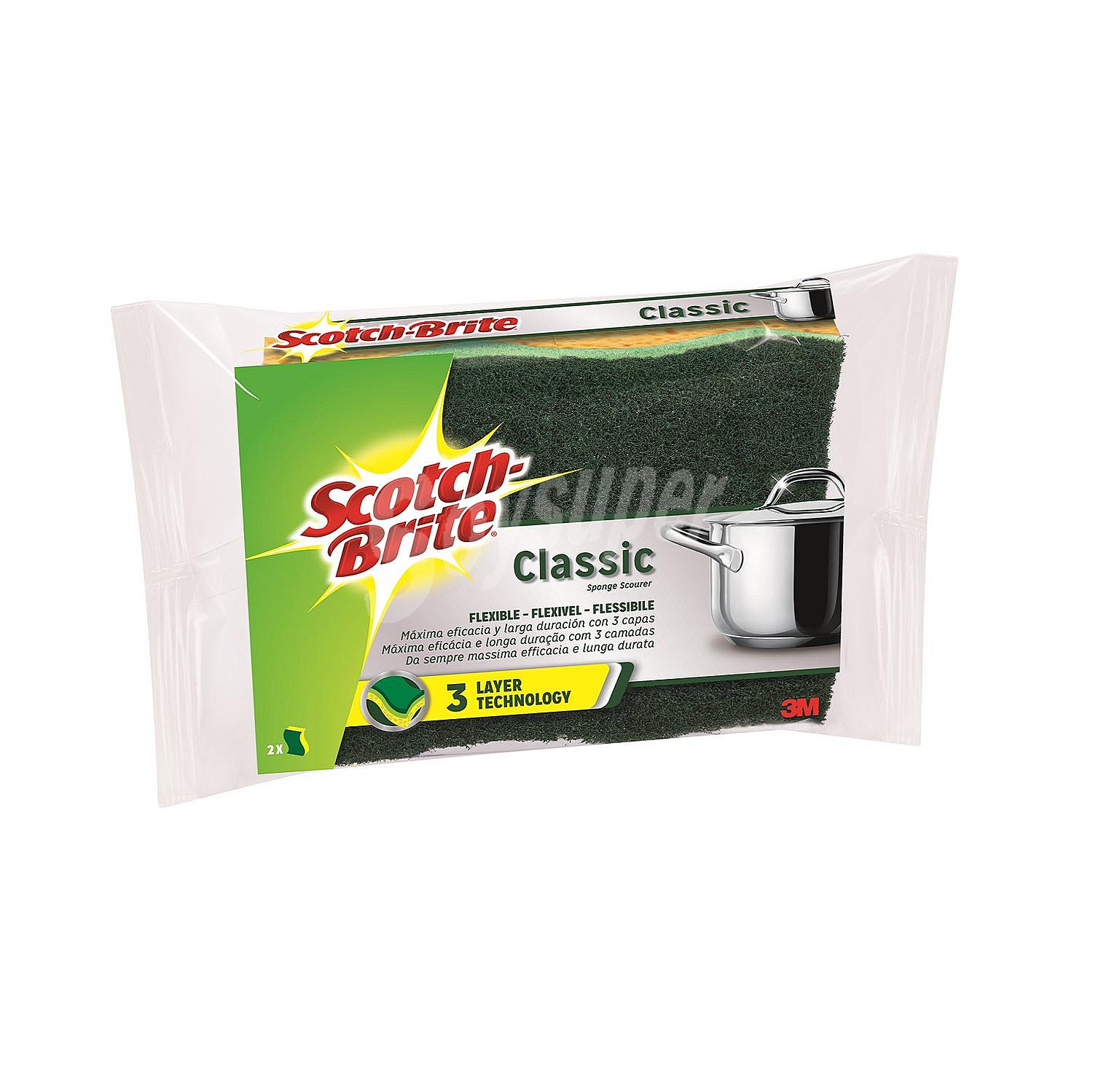 Estropajo fibra verde classic 3 capas scotch-brite