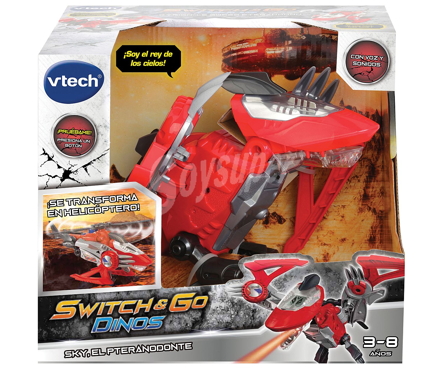 Dinosaurio transformable Switch & Go Dinos Sky el Pteranodonte transformable en helicóptero vtech.