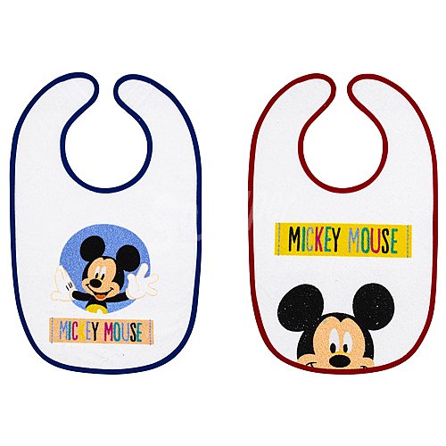 Pack de 2 baberos de rizo con velcro, mickey.