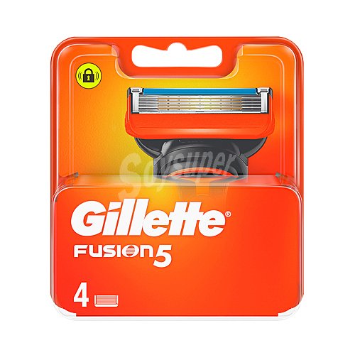 Gillette Recambio de cuchillas de 5 hojas para maquinillas de afeitar gillette Fusion 5