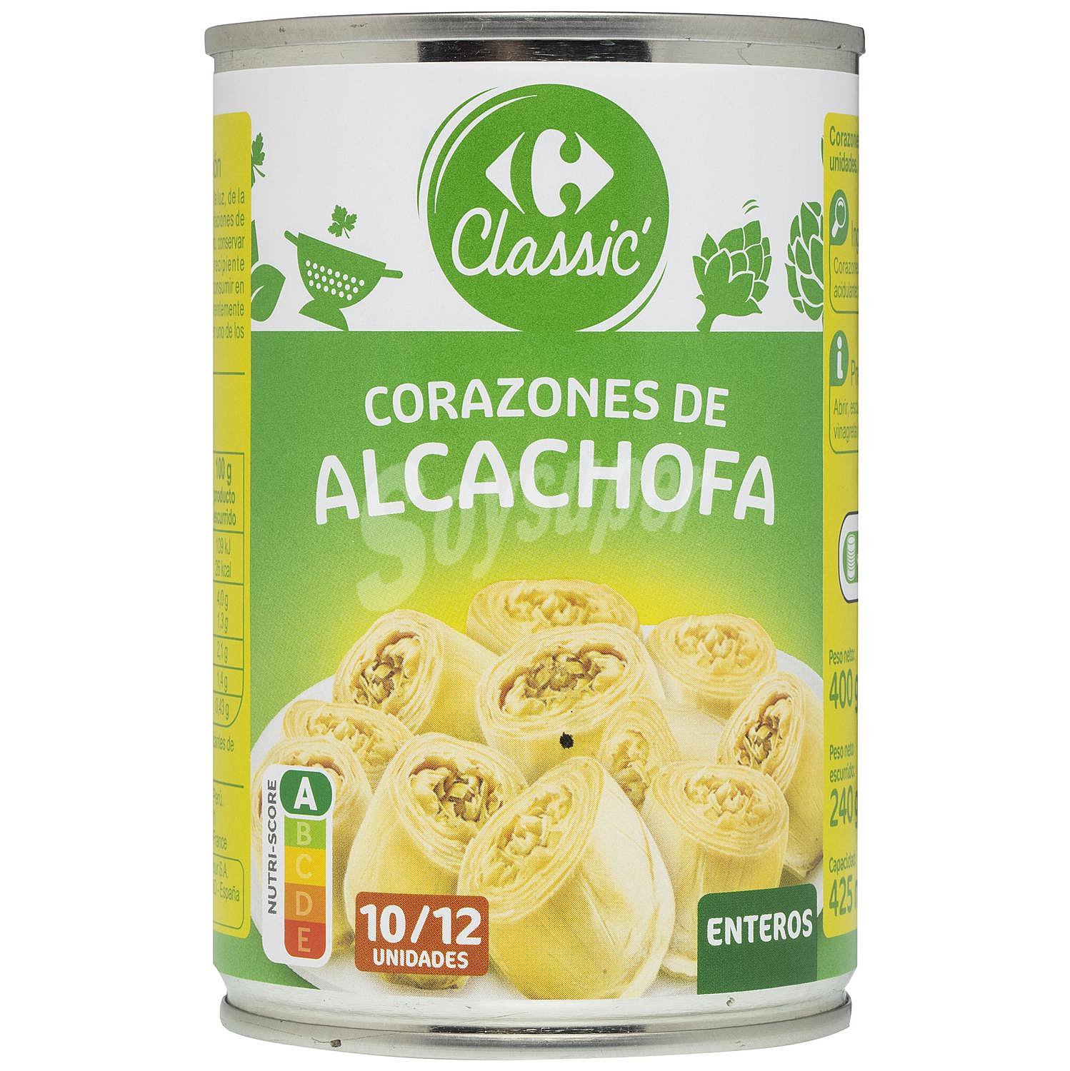 Corazones de alcachofas 10/12 piezas Carrefour sin lactosa