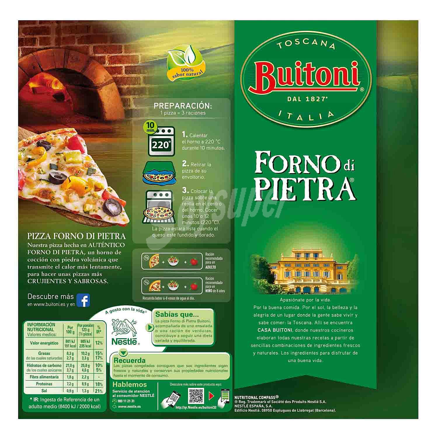 Pizza vegetal fina y crujiente Forno di Pietra Buitoni