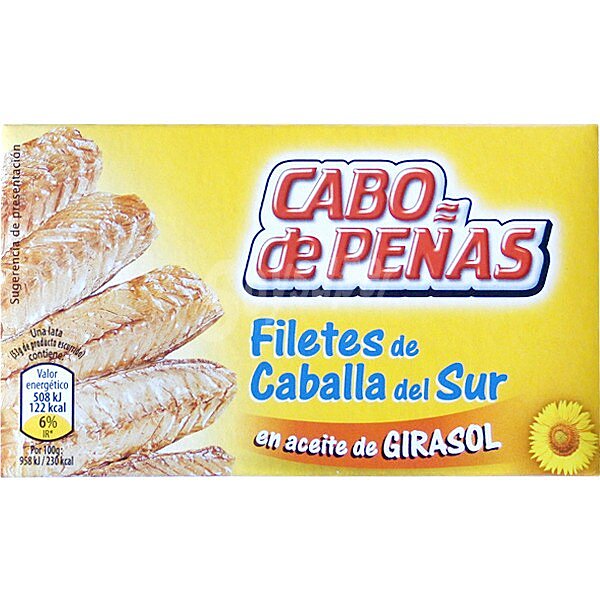 Caballa del sur en aceite de girasol en filetes