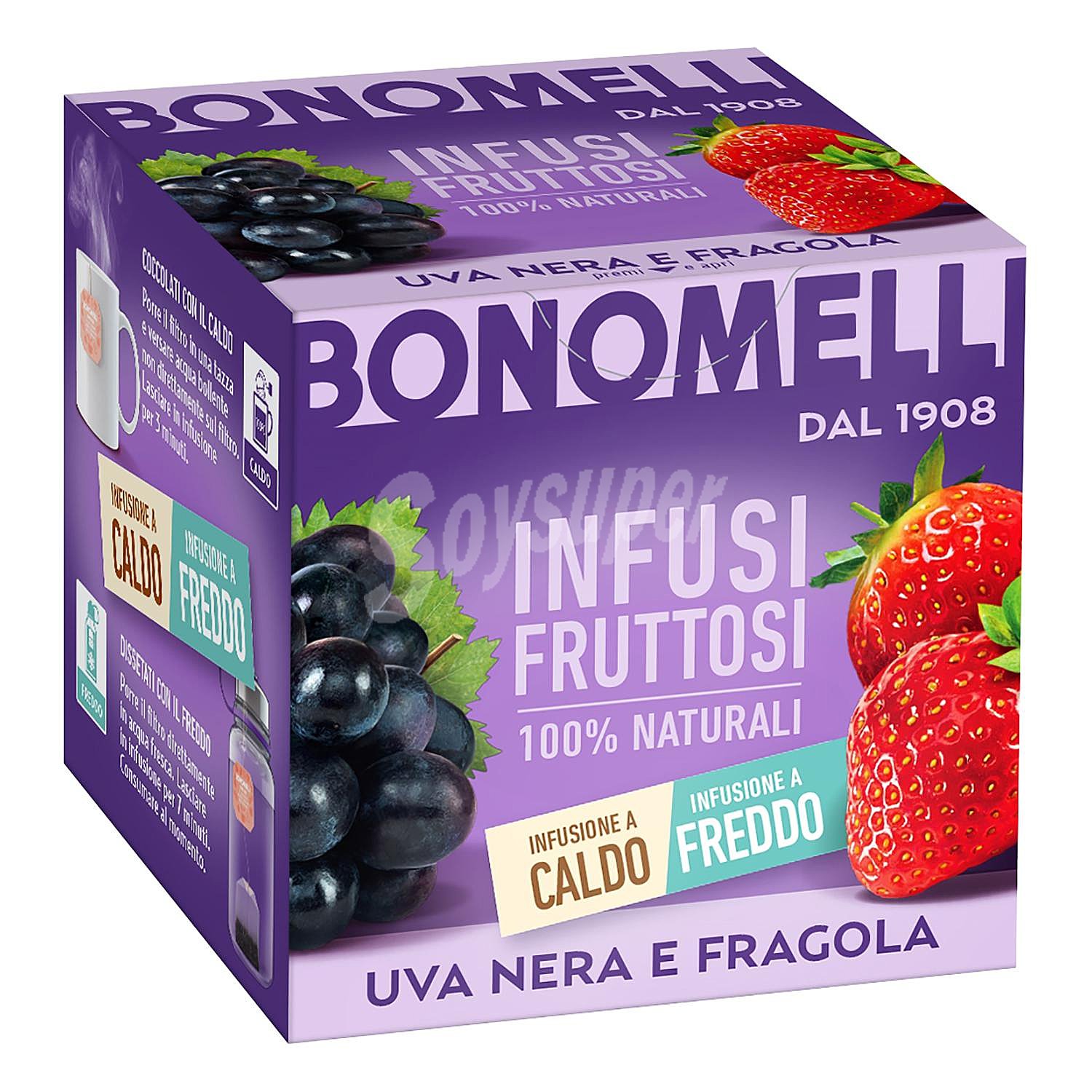 Infusión de uva negra y fresa en bolsitas Bonomelli