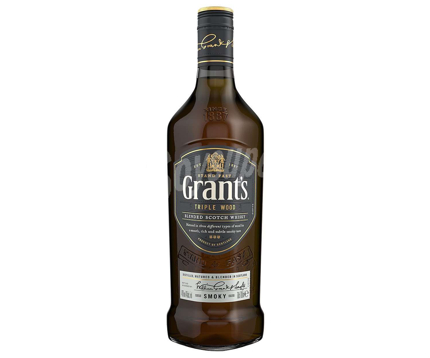 Whisky de malta, envejecido, mezclado y embotellado en Escocia grant´s Triple wood