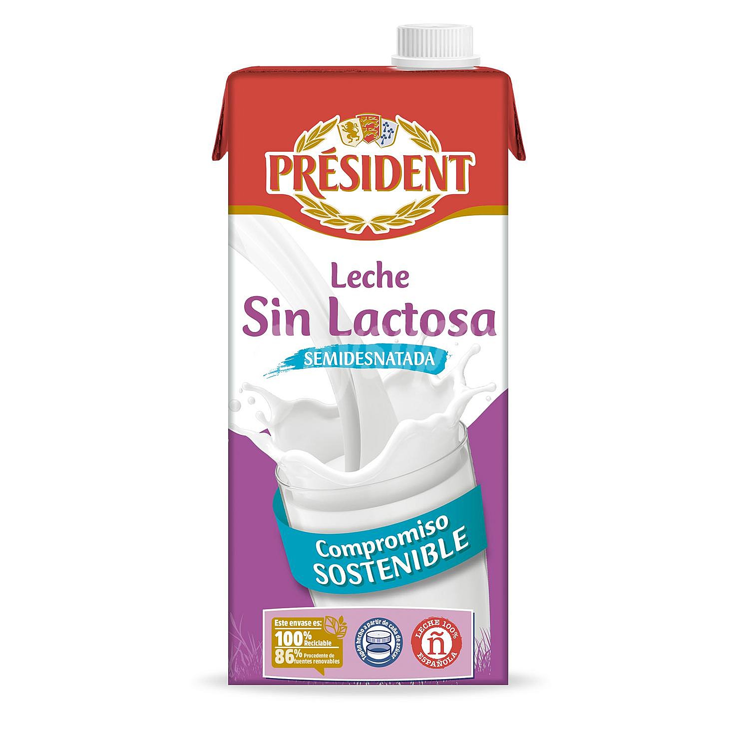 Leche semidesnatada Président sin lactosa