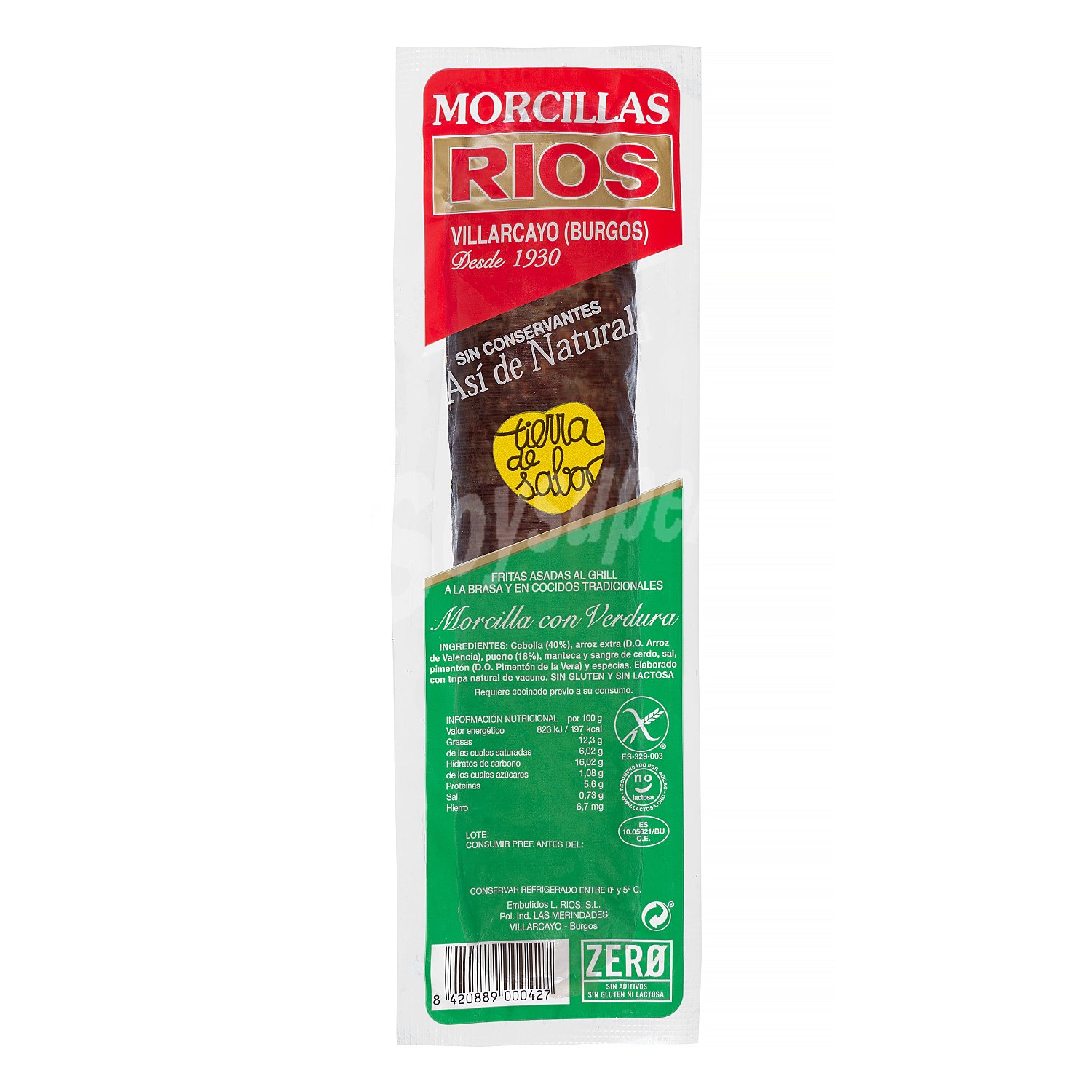 Morcilla arroz y verdura fresca