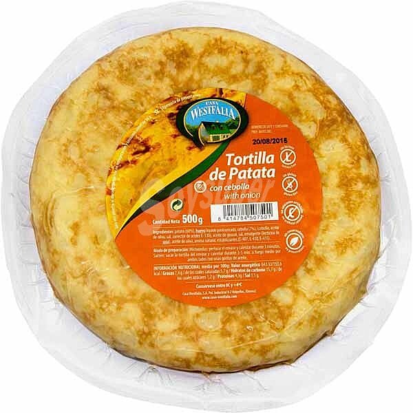 Tortilla de patata con cebolla sin gluten envase 500 g