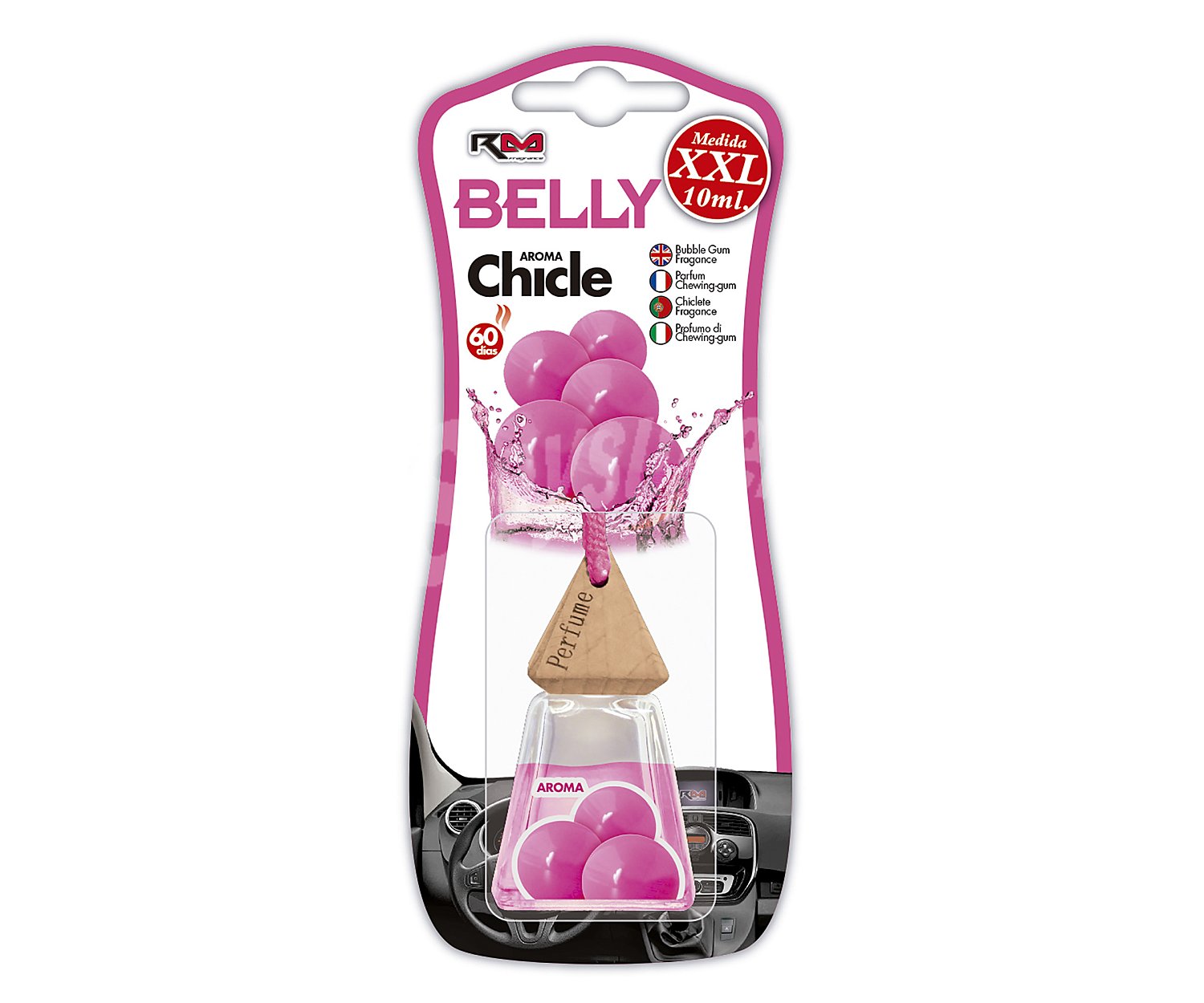 Ambientador de coche con perfumador de madera para colgar con olor a chicle, rolmovil belly