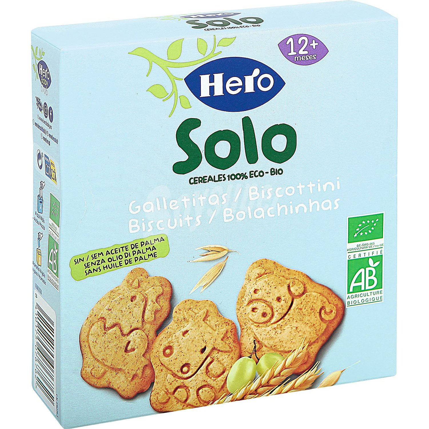 Galletitas infantiles animales desde 12 meses ecológicas Hero Solo sin aceite de palma