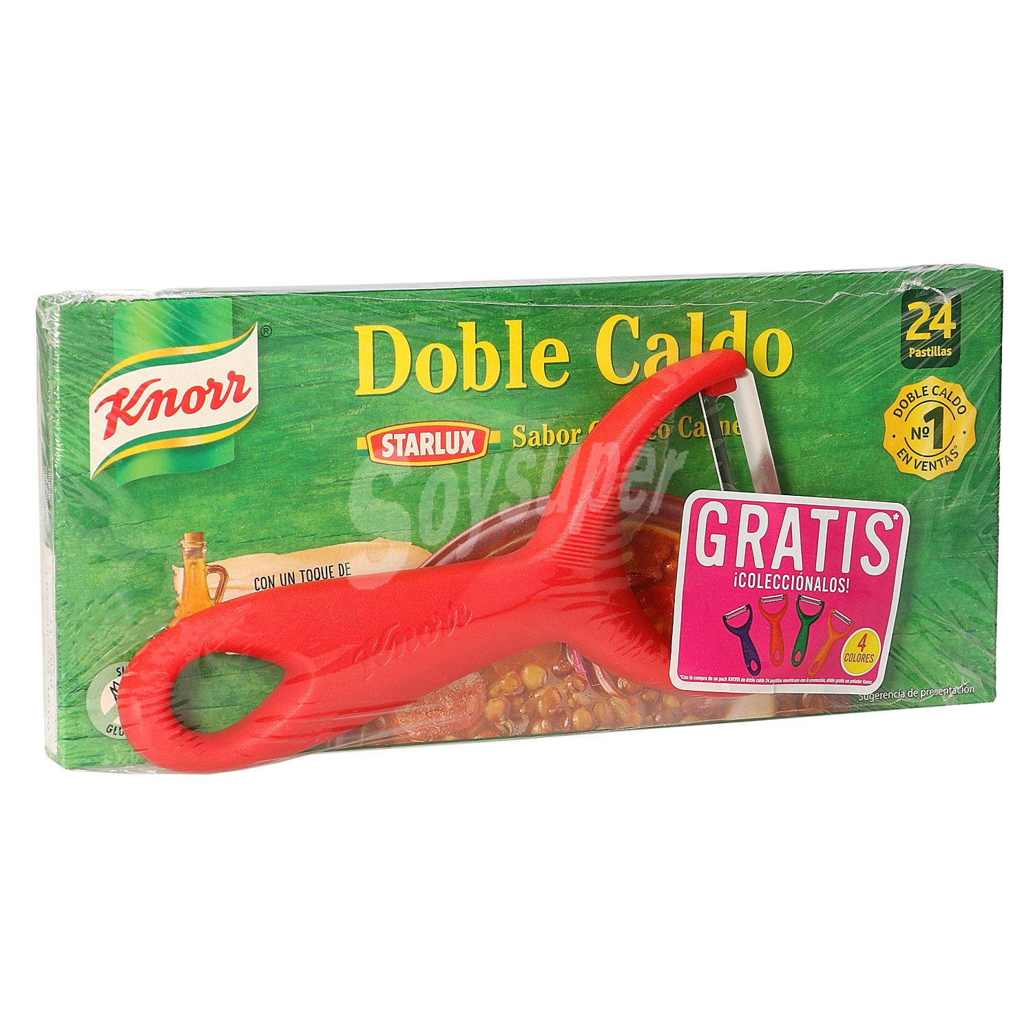 Doble caldo de carne estuche 24 pastillas + pelador