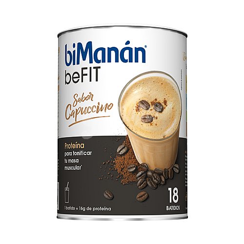 Bimanán Batido con sabor a Capuccino, con alto contenido en proteina bimanán Be fit