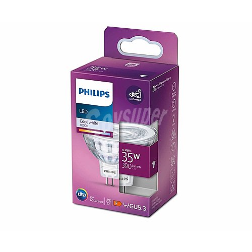 Bombilla Led GU5.3, 5W=35W, luz neutra , 390lm, philips