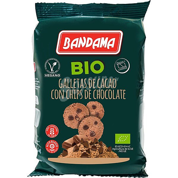 Bio galletas de cacao con chips de chocolate ecológicas