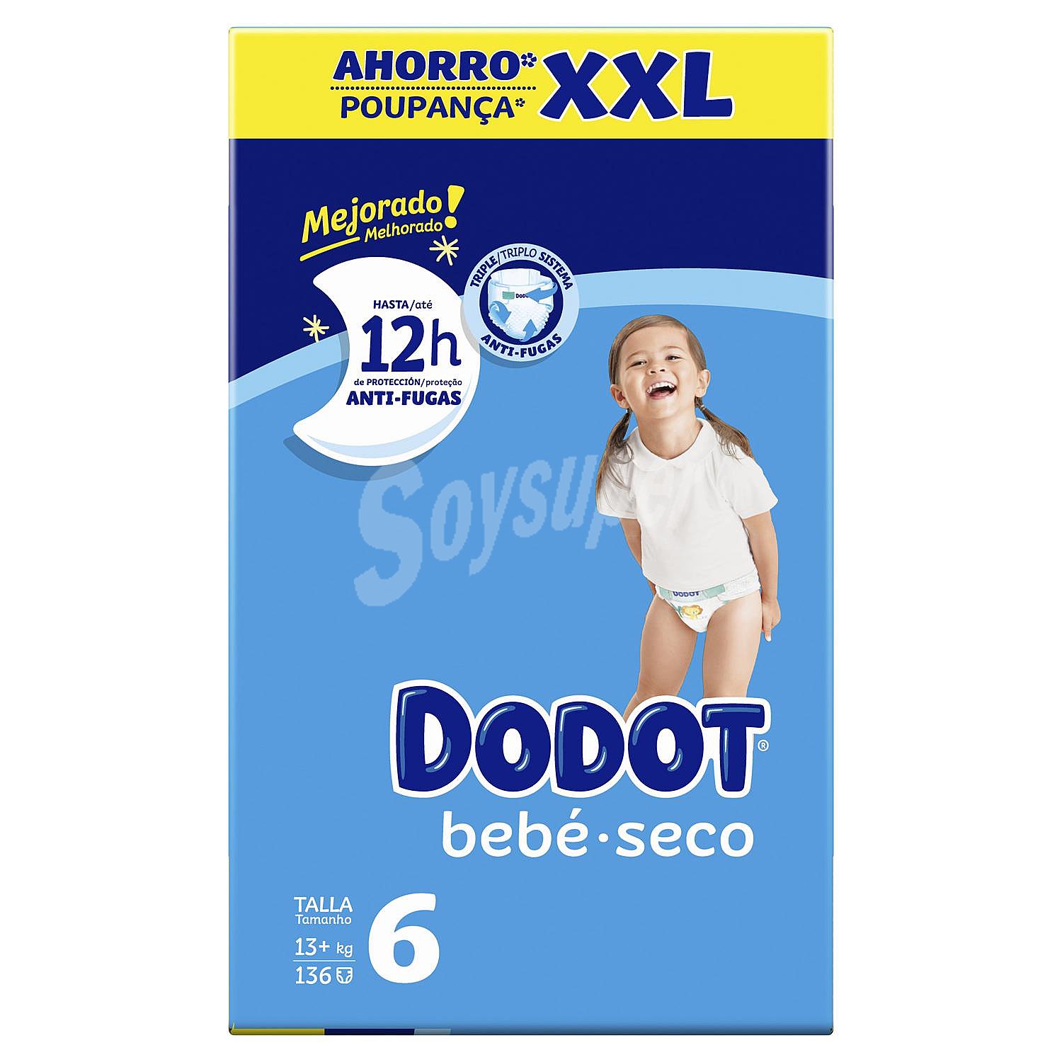 Pañales Dodot bebé-seco T6 (13+ Kg)