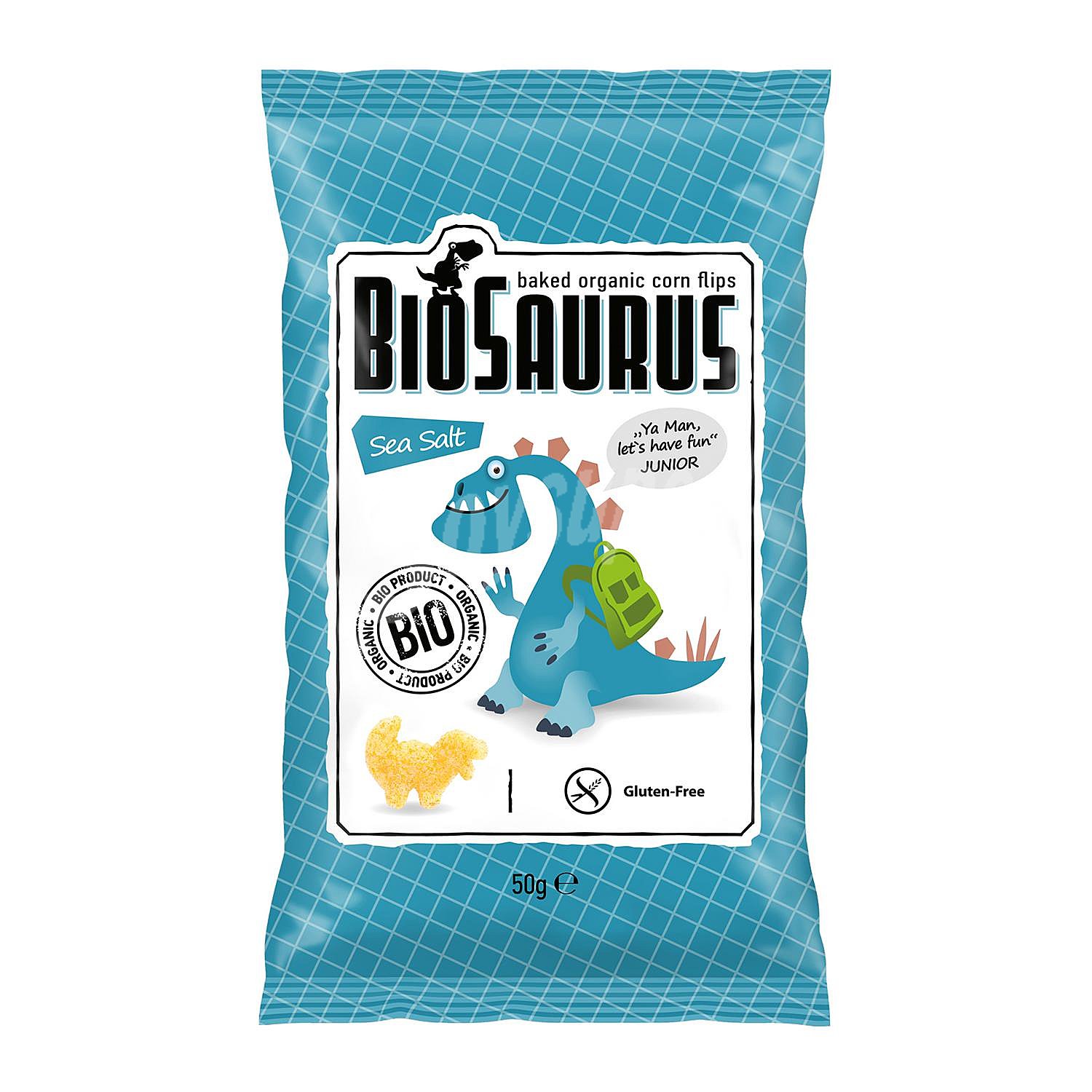 Snack de maíz con sal marina ecológico Biosaurus sin gluten