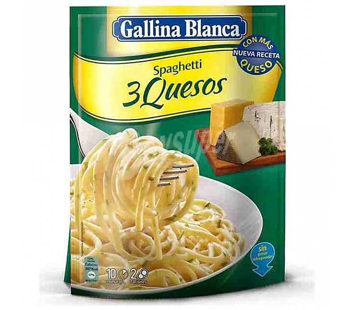 Pasta espaguetis con 3 quesos y gorgonzola