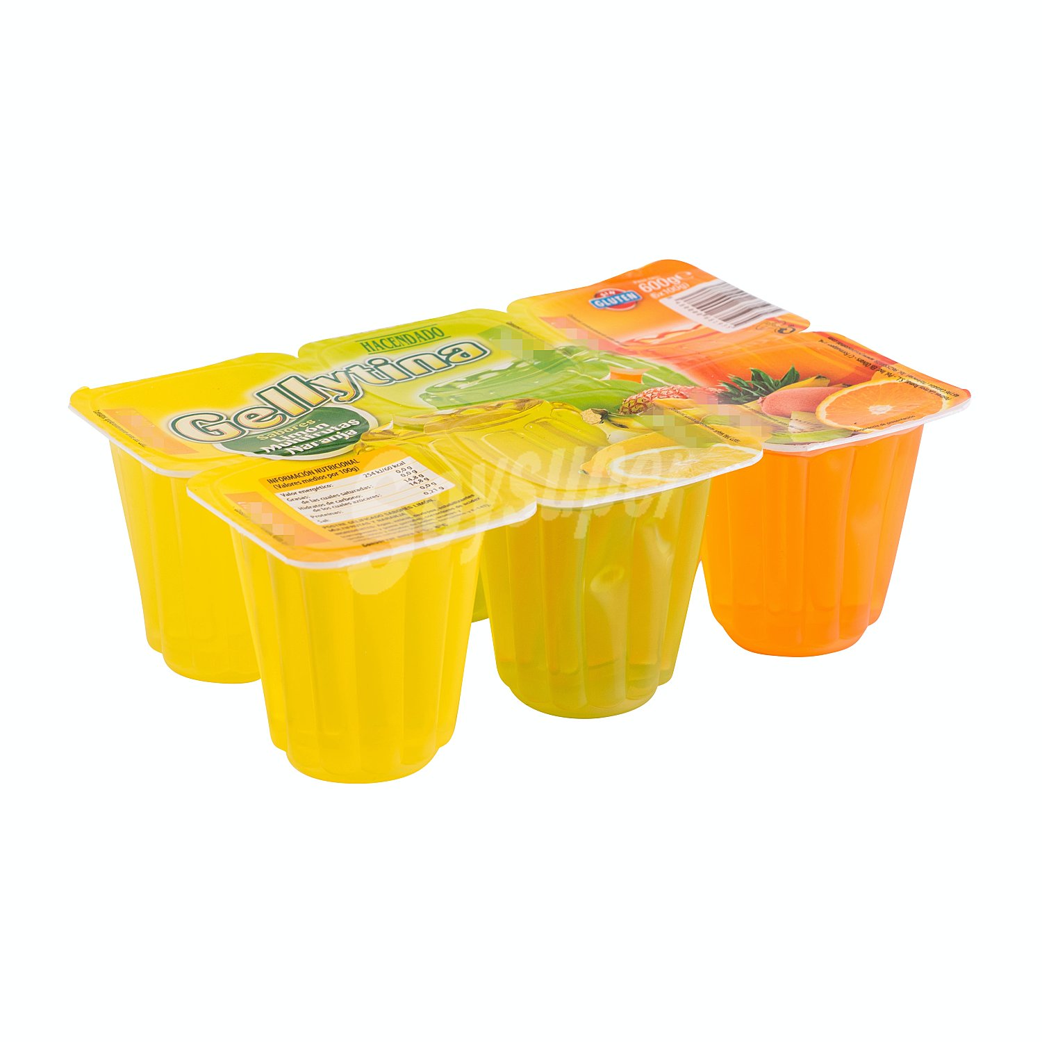 Gelatina sabores (2 limón, 2 naranja, 2 multifrutas)