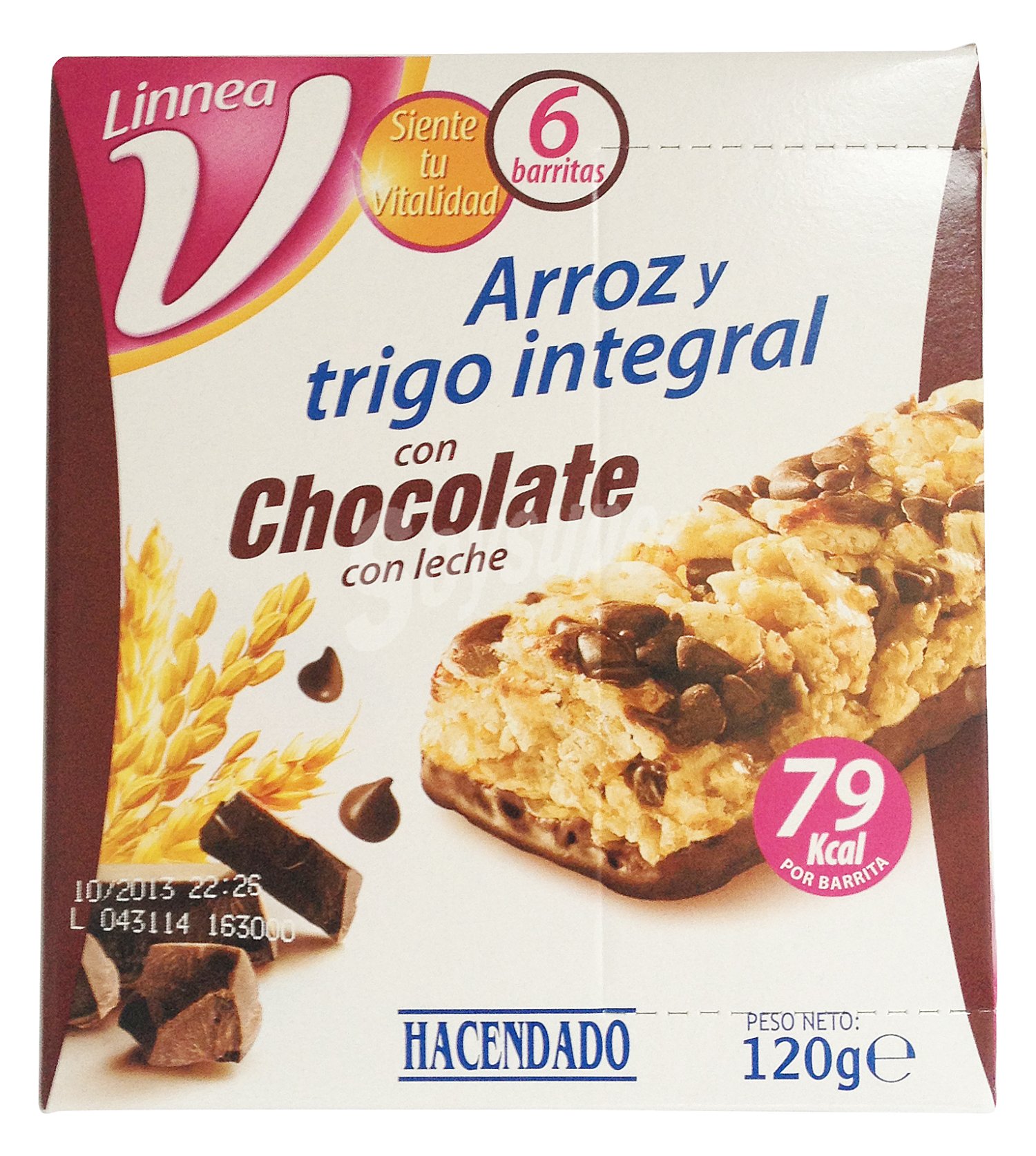 Barrita cereales arroz y trigo integral chocolate leche linea v