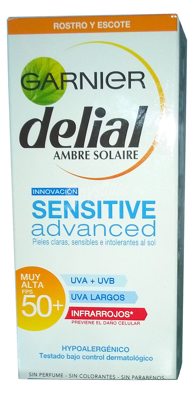 Delial Sensitive advance Protector solar facial con textura gel, acción hidratante y FPS 50+ (muy alto)