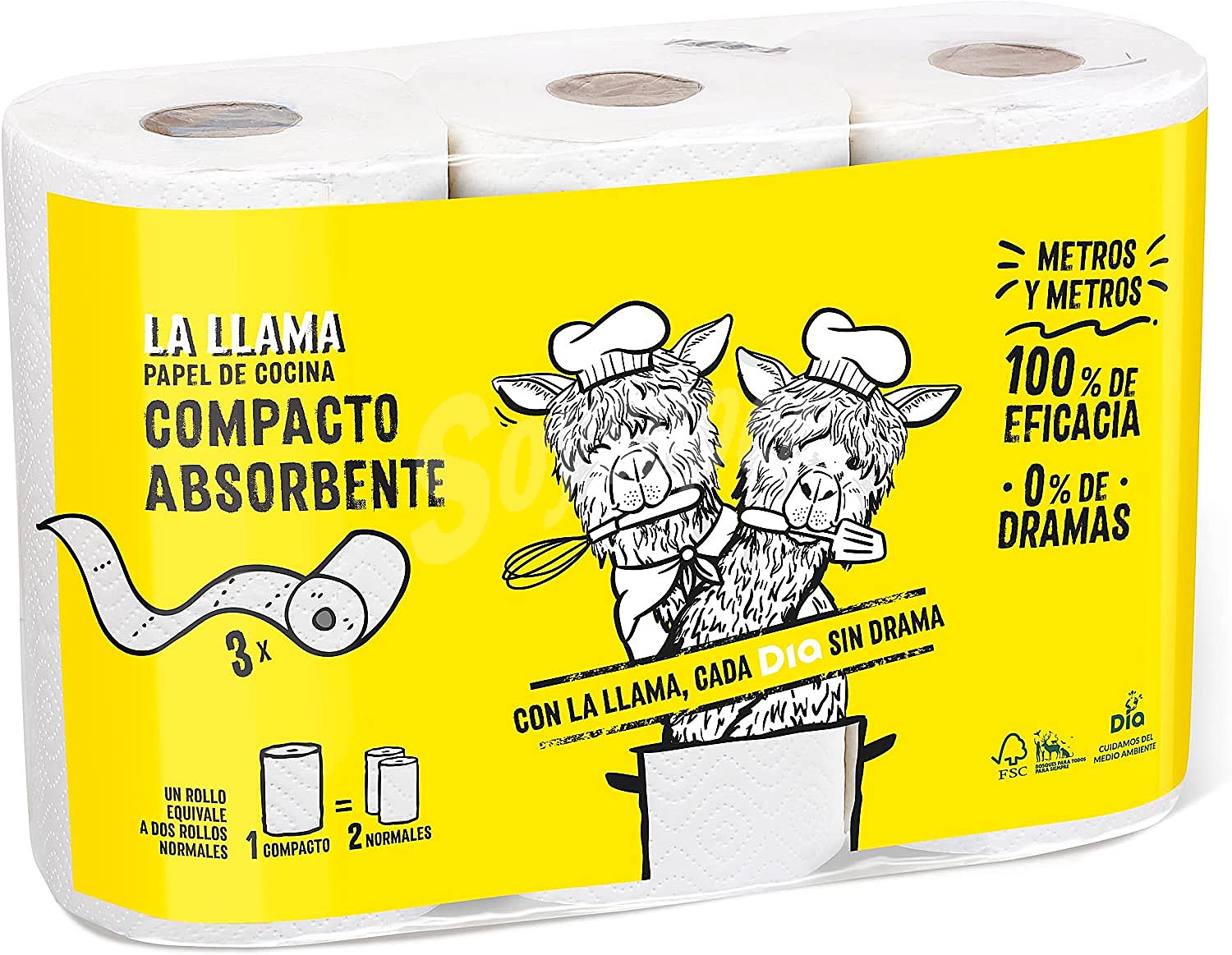 Papel de cocina compacto doble rollo La llama