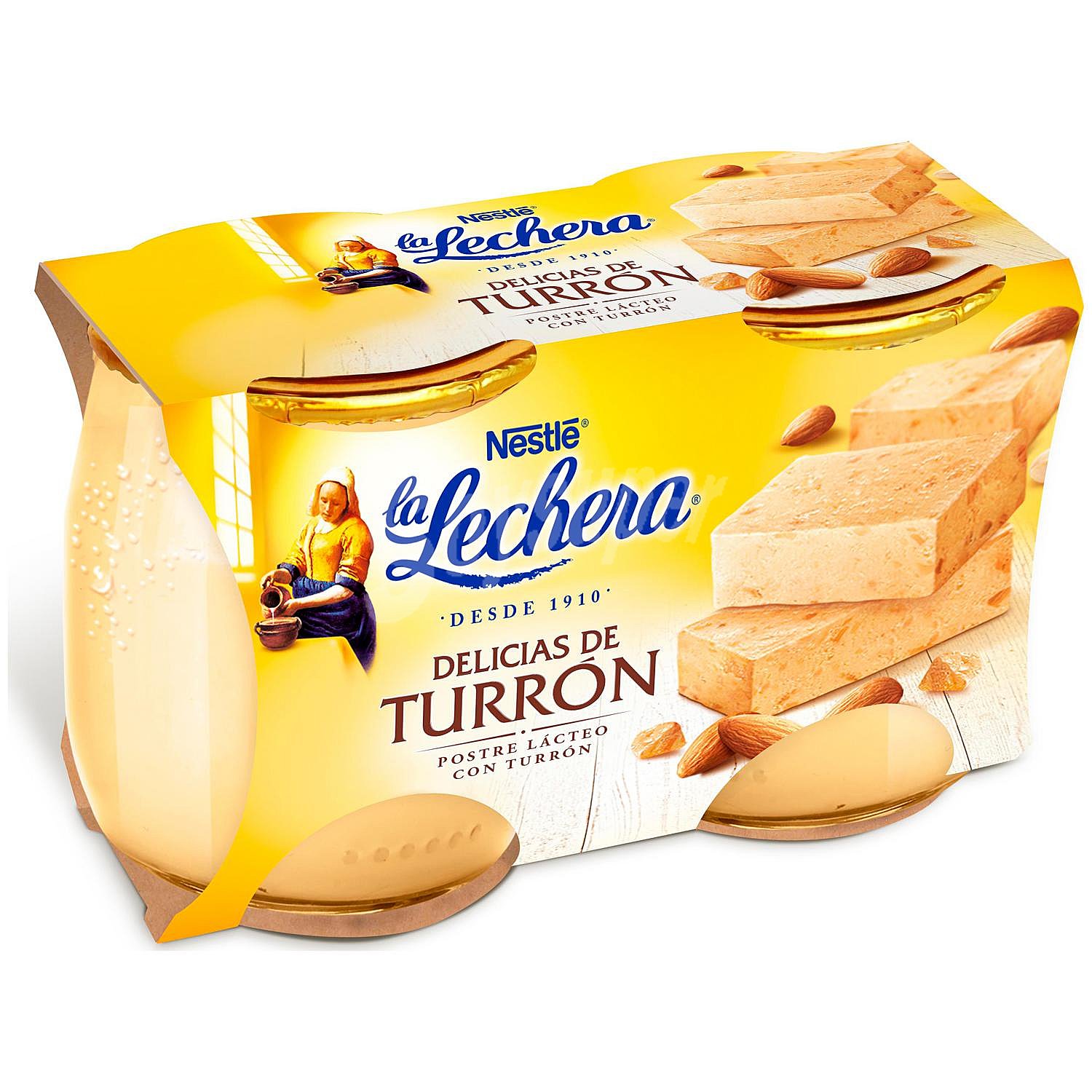 Postre lacteo (delicias) con sabor a turrón