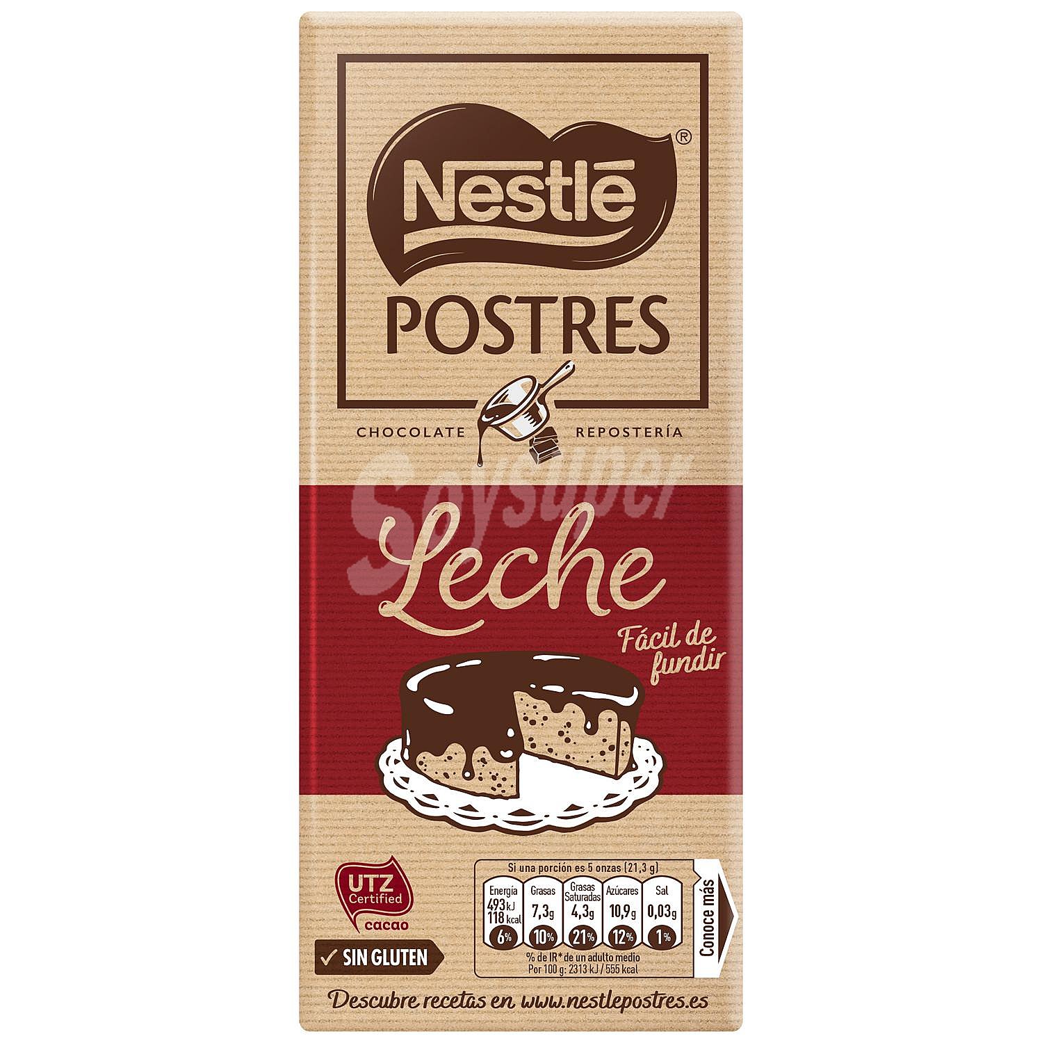 Chocolate con leche para postres