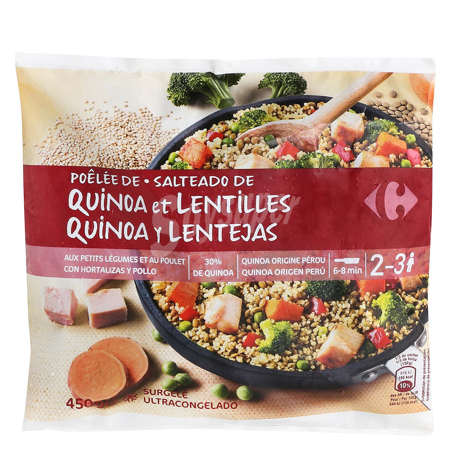 Salteado de quinoa y lentejas con verduras y pollo Carrefour