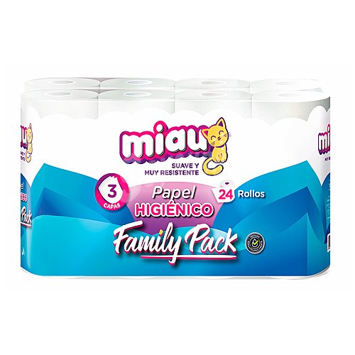 Miau Papel higiénico 3 capas miau family