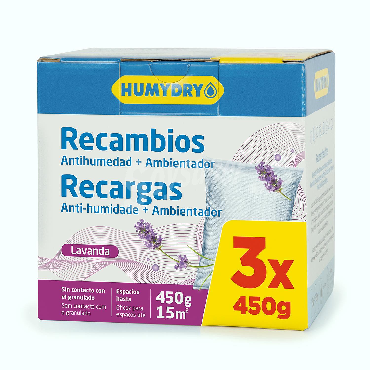 Antihumedad y ambientador de lavanda recambio Humydry