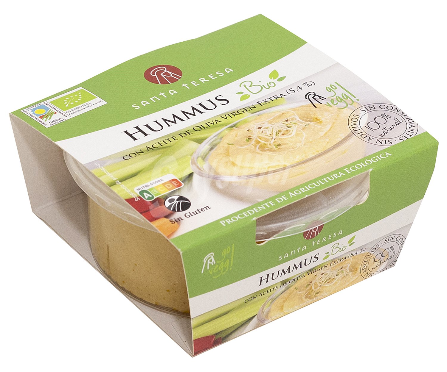 Santa teresa Hummus elaborado con ingredientes 100% naturales procedentes de agricultura ecológica santa teresa