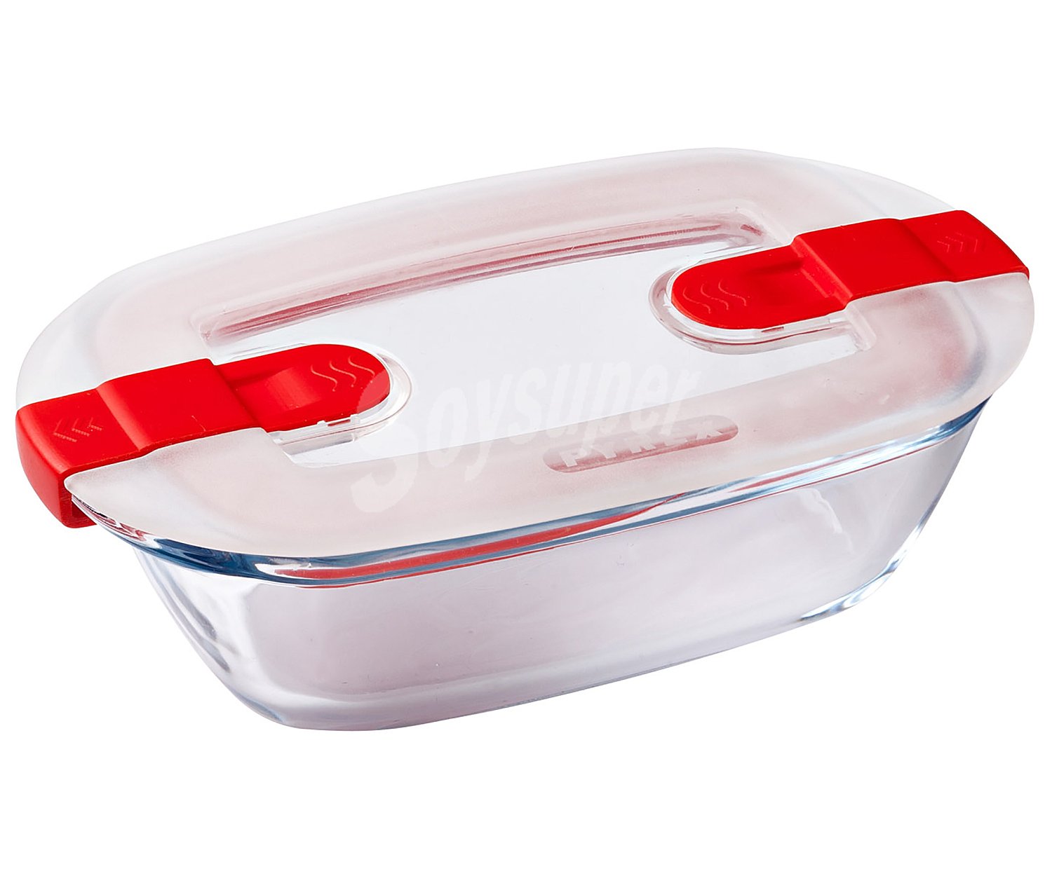 Recipiente hermético rectangular de vidrio con tapa cierre de clip, , Cook & Heat, pyrex