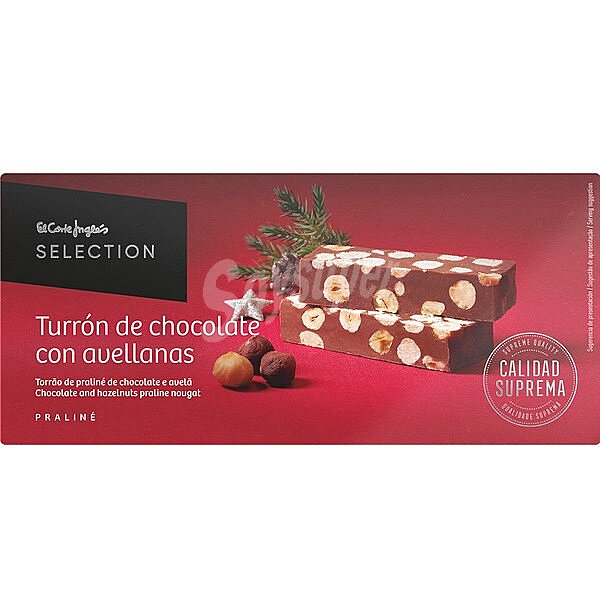 Turrón de chocolate con avellanas Sin Gluten Calidad Suprema selection