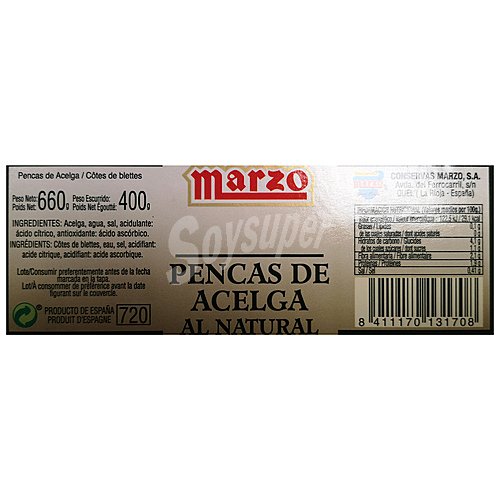 Marzo Acelgas, pencas marzo