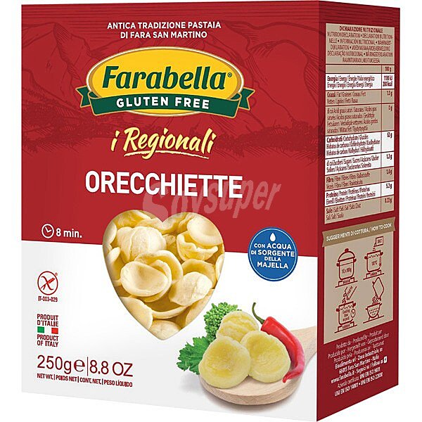 Regionalli Orecchiette pasta sin gluten y sin lactosa