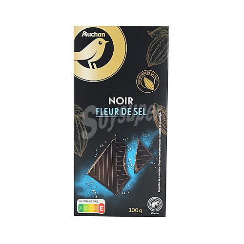 Alcampo gourmet Chocolate negro, 47 % cacao, con pepitas de sal marina alcampo gourmet