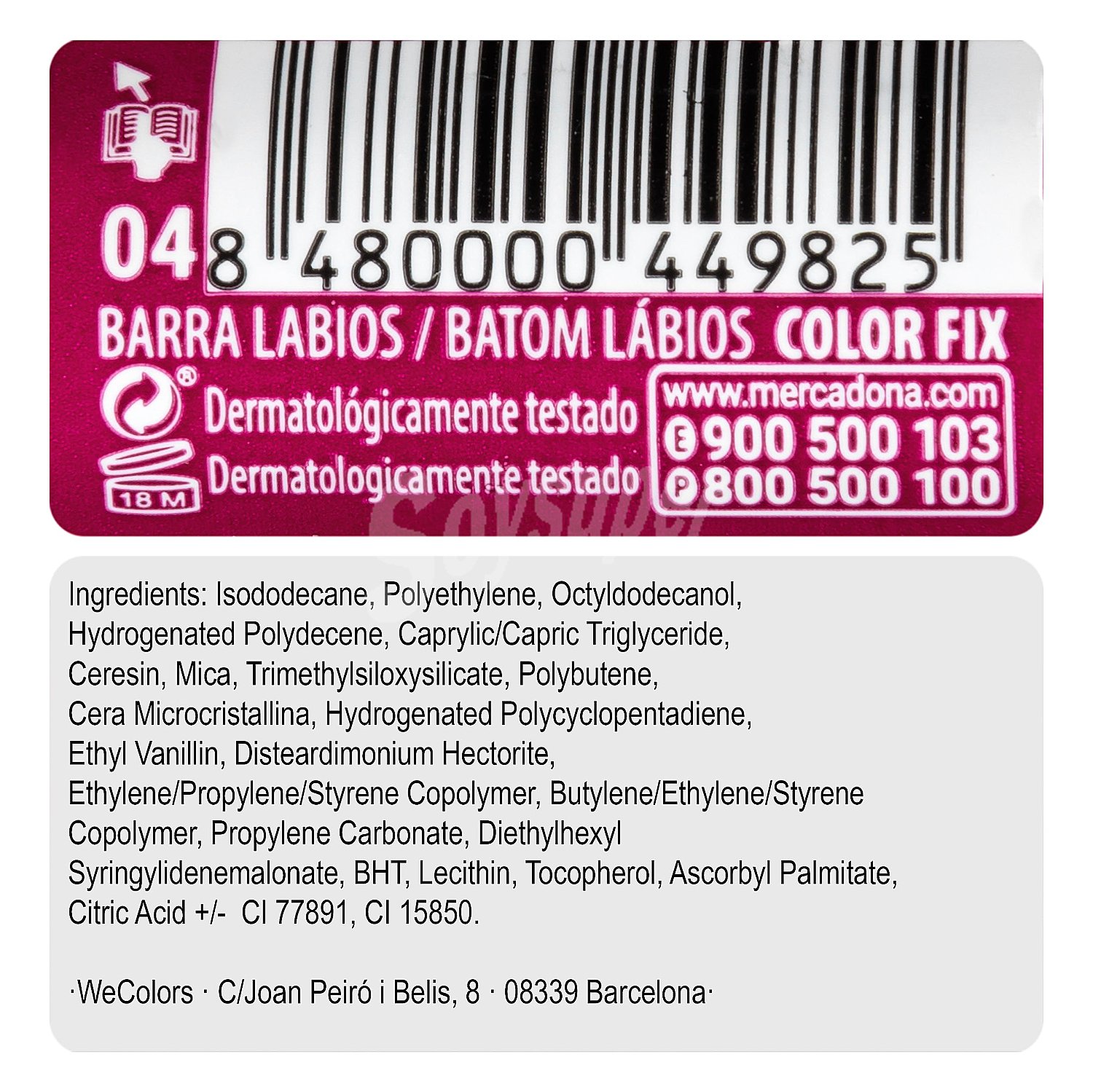 Barra labios color fix larga duracion Nº 04 fresa (acabado mate y sedoso)