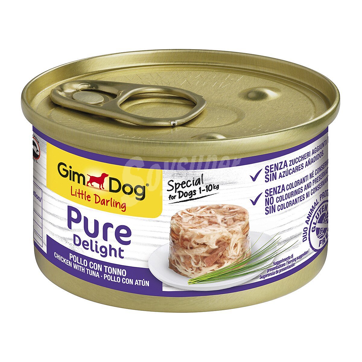 Alimento complementario para perros, pollo con atún pure delight