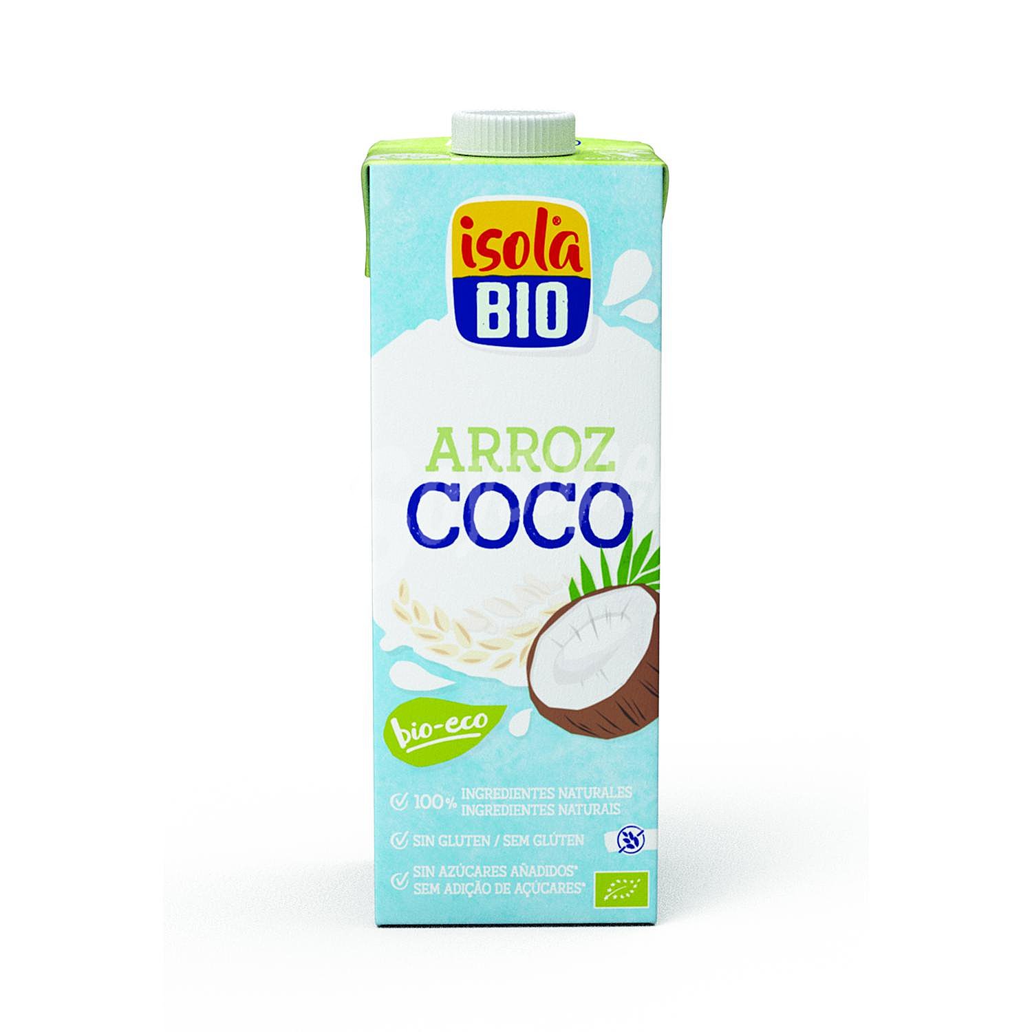 Bebida de arroz y coco sin azúcares añadidos ecológica Isola Bio sin gluten