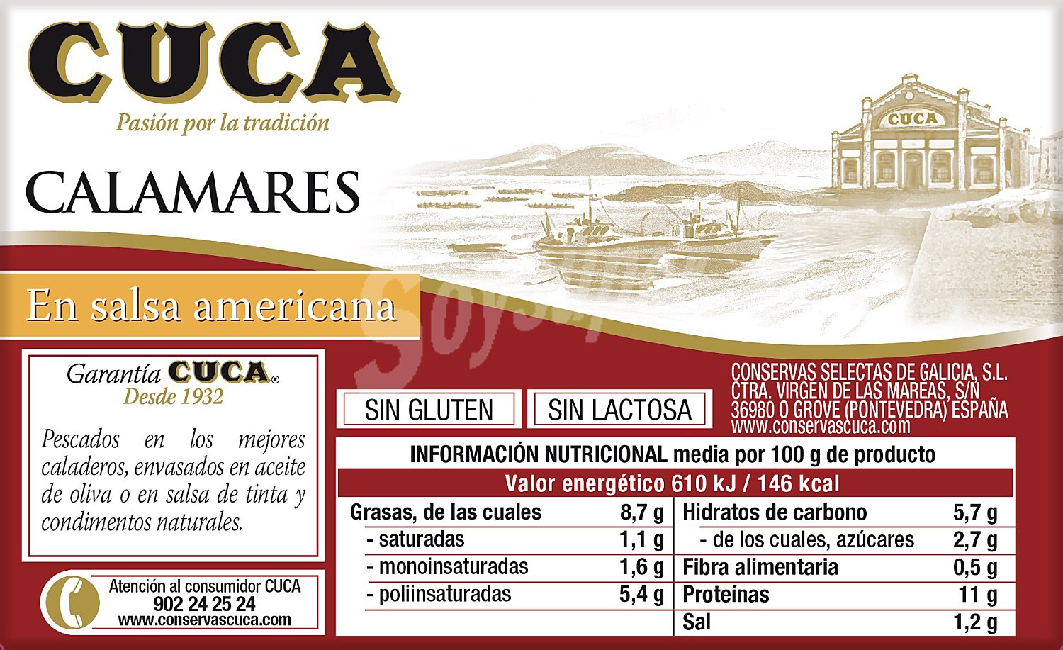 Cuca Calamares en salsa americana en trozos cuca