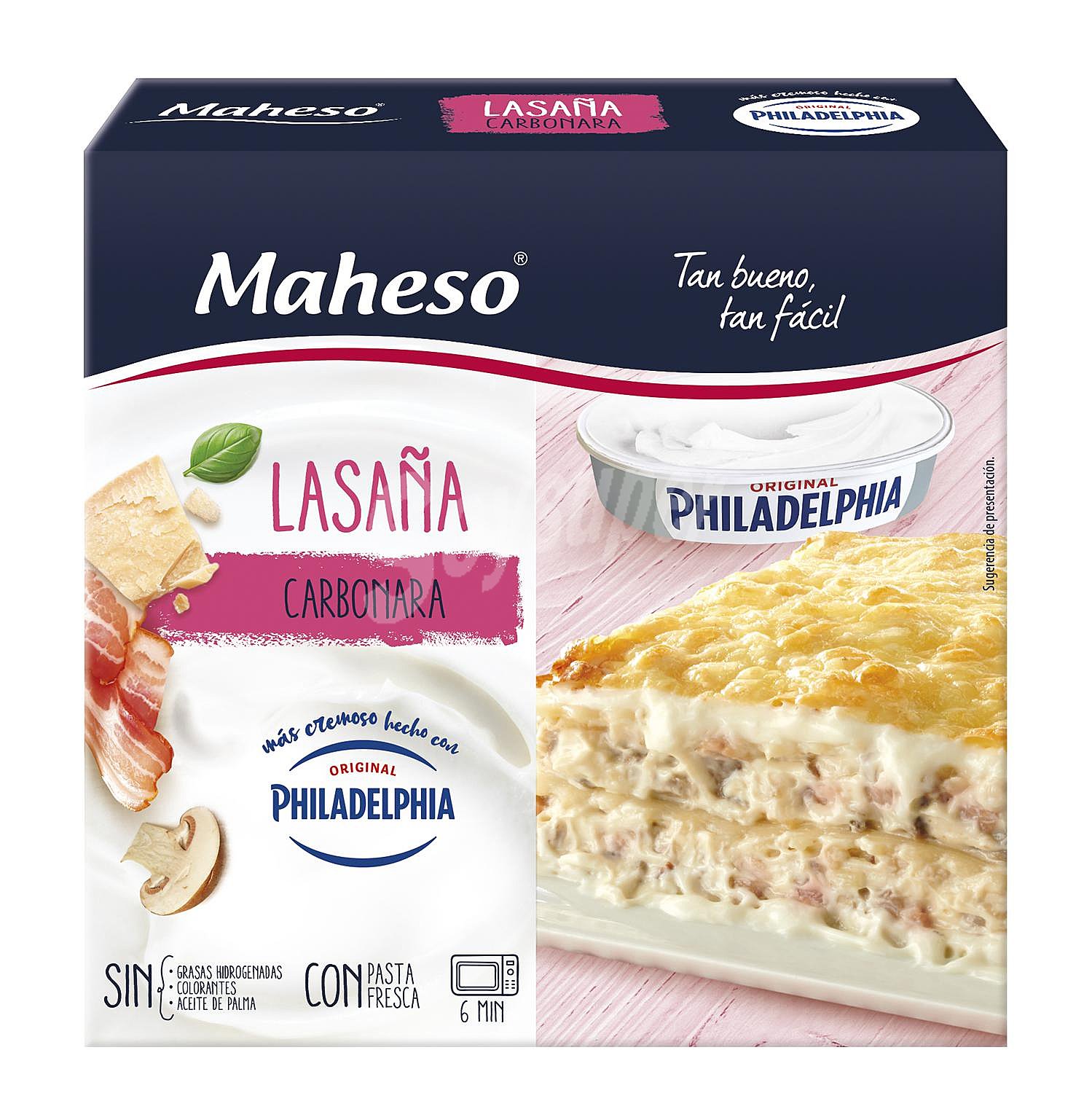 Lasaña carbonara con Maheso