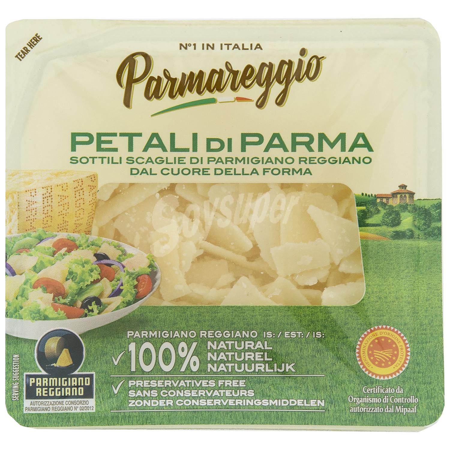 Queso parmesano reggiano en pétalos D.O.P