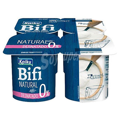 Kaiku Bifidus desnatado (0% materia grasa), sin gluten y con sabor natural kaiku Bifi