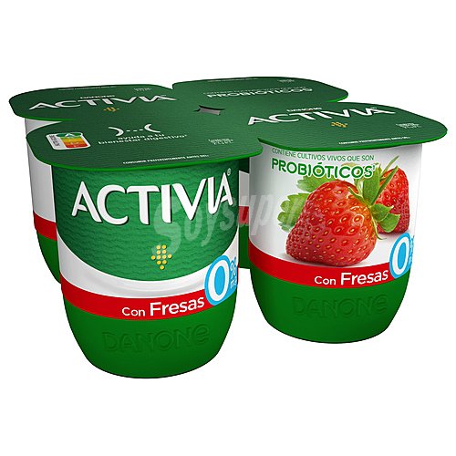 Activia Bífidus desnatado (0% materia grasa) con trocitos de fresas activia 0% de Danone