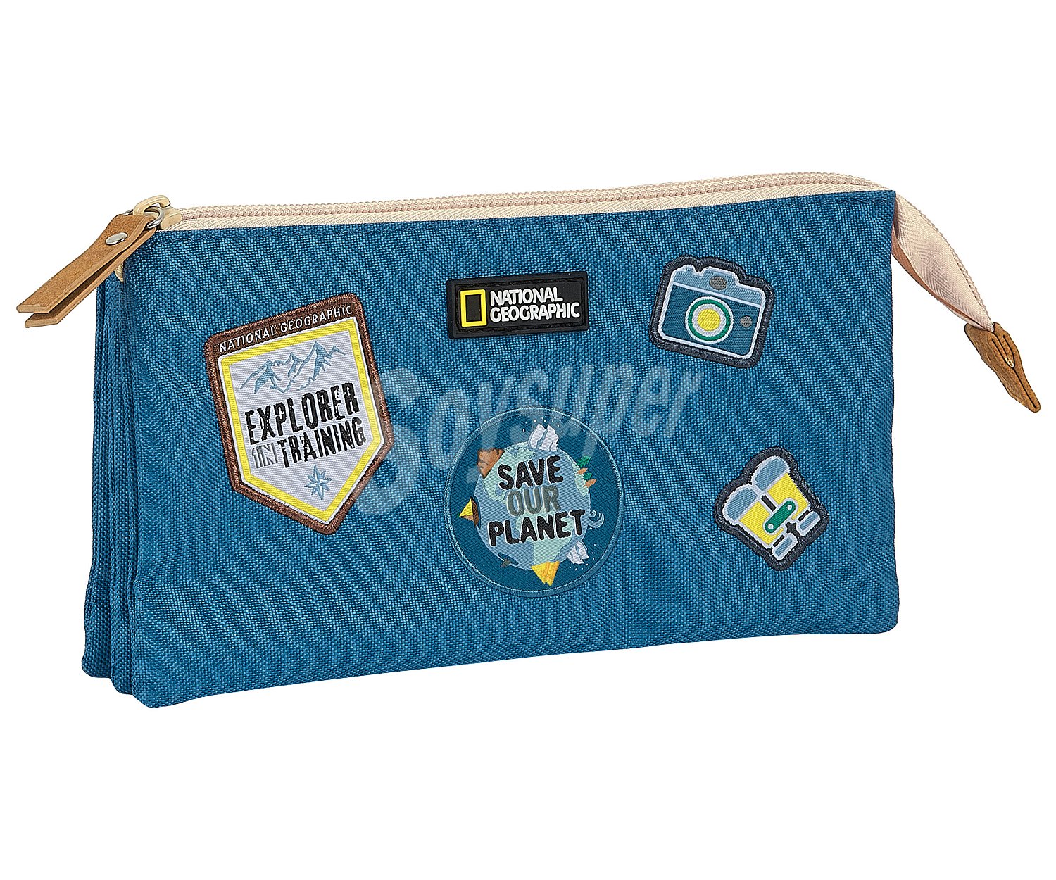 Estuche portatodo triple reciclable de national geographic "explorer" geographic reciclado/sostenible